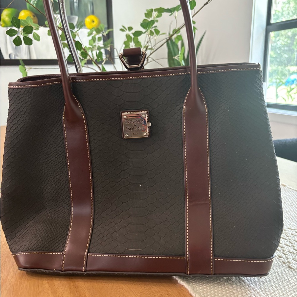 Dooney & Bourke Black and Brown Leather Briefcase